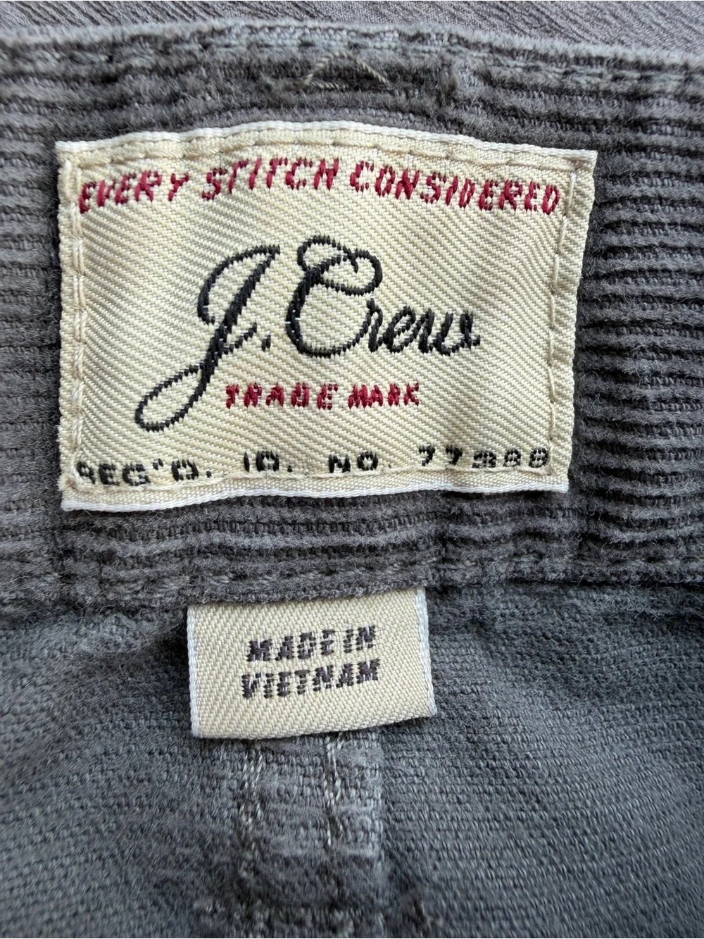 J.Crew Mens Grey Fine Corduroy Pants Stretch Cotton Re-Imagines Size 36x32